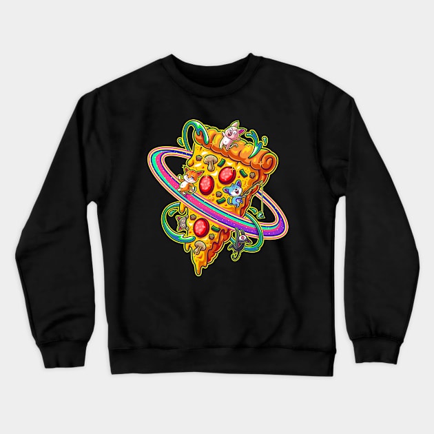 Pizza Cats Planet Crewneck Sweatshirt by Cuteskull